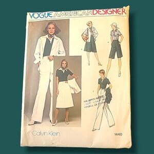 Vogue American Designer 1440 Calvin Klein Pants Skirt Top Pattern Uncut